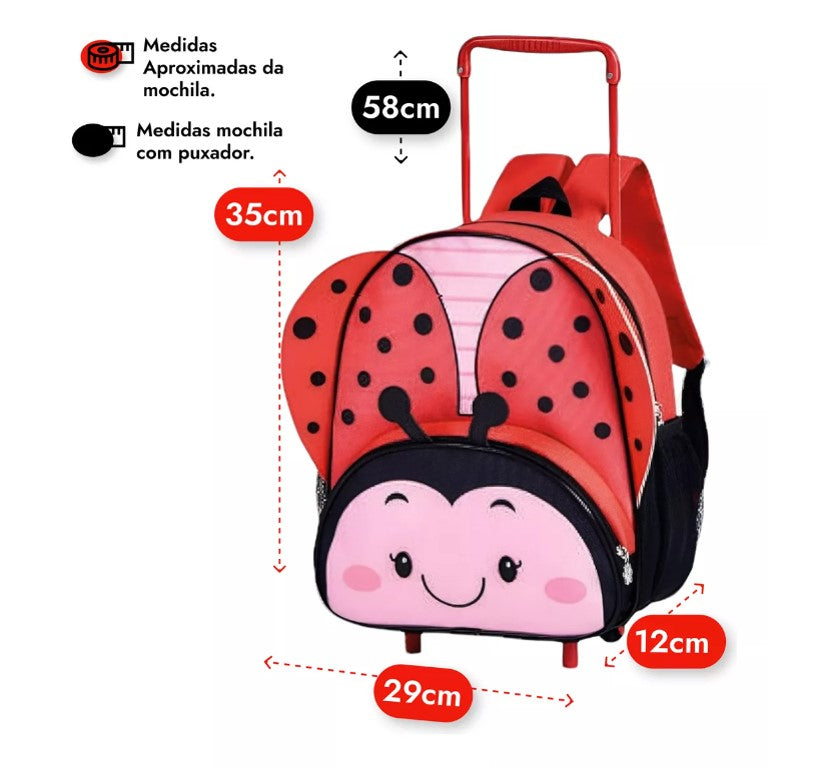 Kit Mochila De Rodinha + Lancheira Infantil Clio Pets Escola