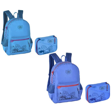 Kit Mochila de Costas Disney Stitch Tsum Tsum com Estojo