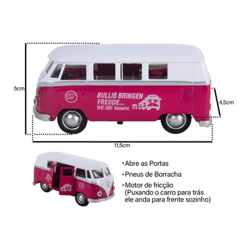 Carrinho De Fricção Kombi Vermelha - Shiny Toys