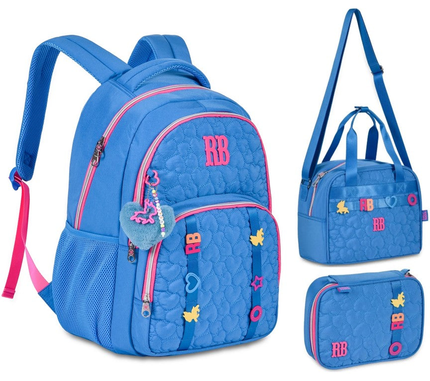Kit Mochila de Costas Soft Rebecca Bonbon Lancheira e Estojo RB24536