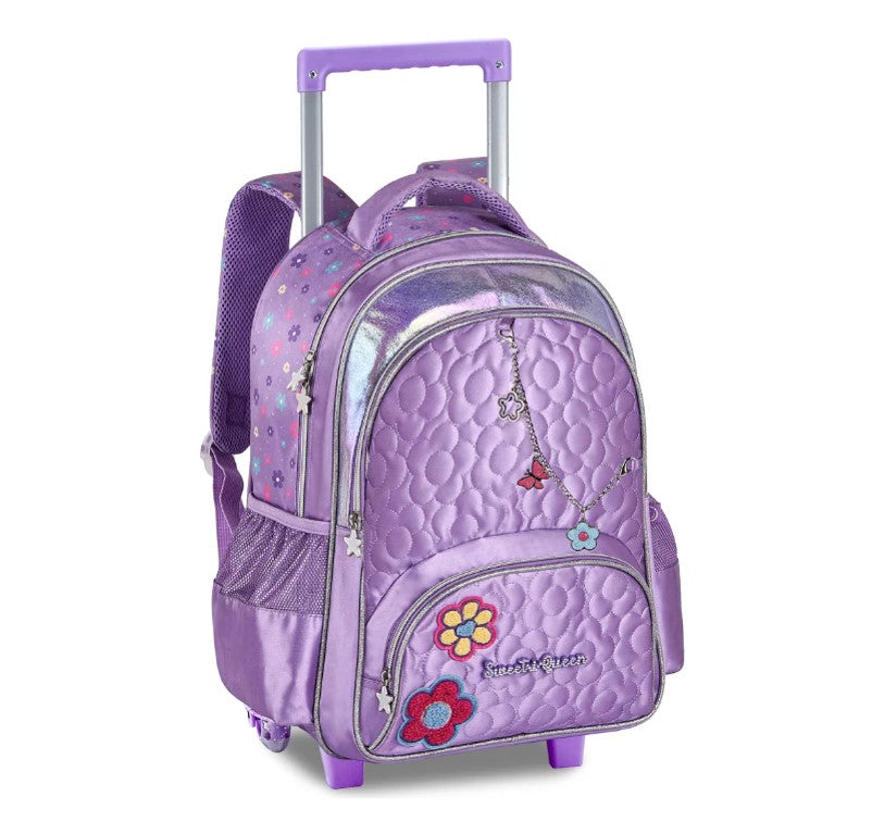 Kit Mochila de Rodinhas Princesas Sweet Queen Lancheira e Estojo