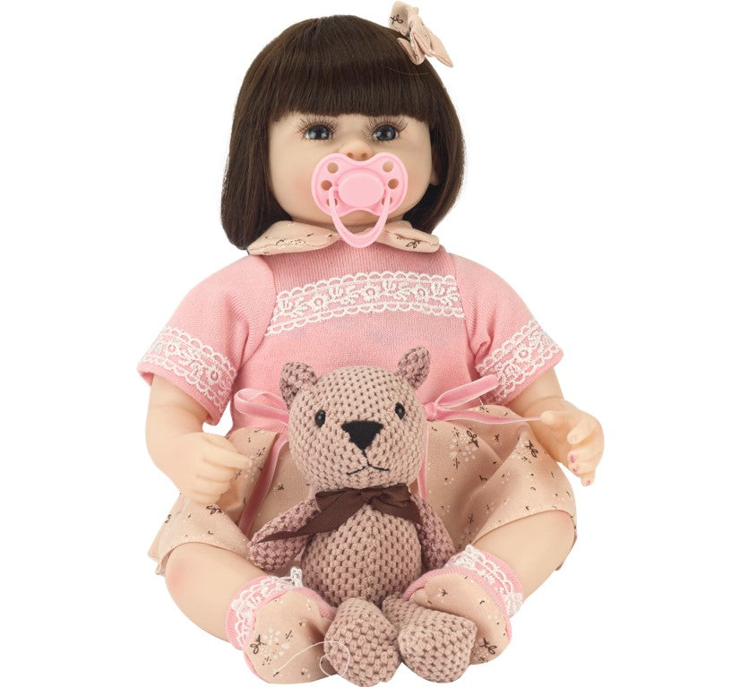 Boneca Bebê Reborn Lacinho Rosa com Acessórios Baby Star