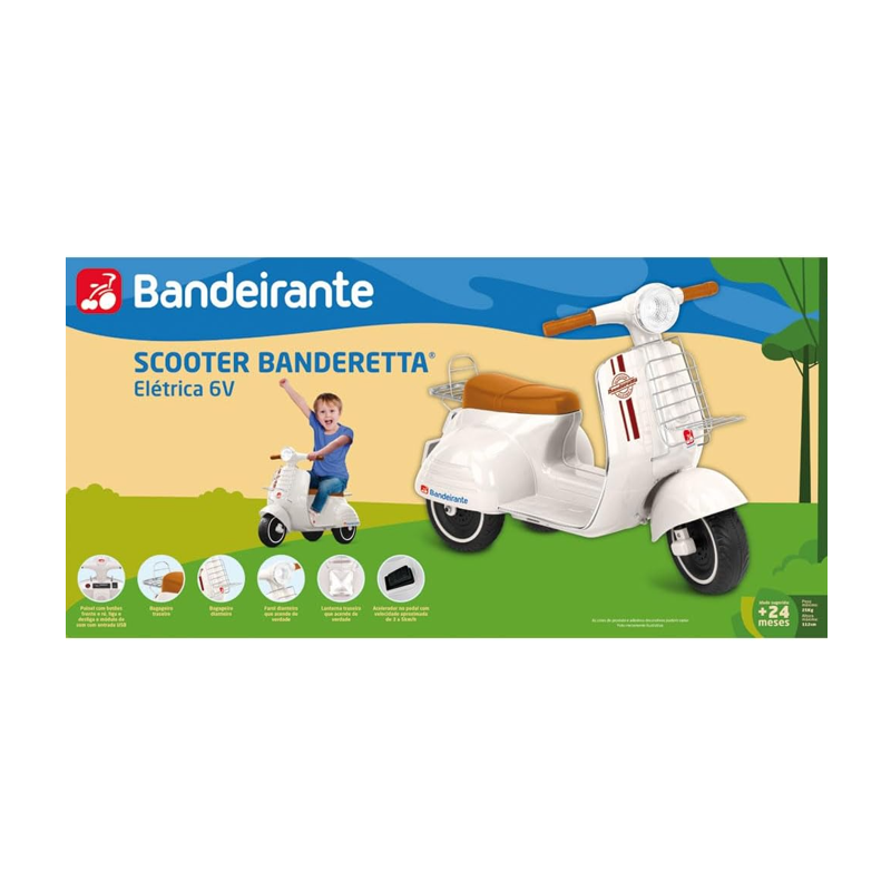 Lambreta Elétrica Banderetta 6v Branca - Bandeirante
