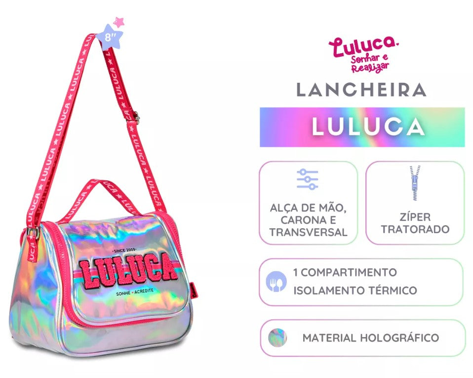 Lancheira Luluca Holográfica Escolar