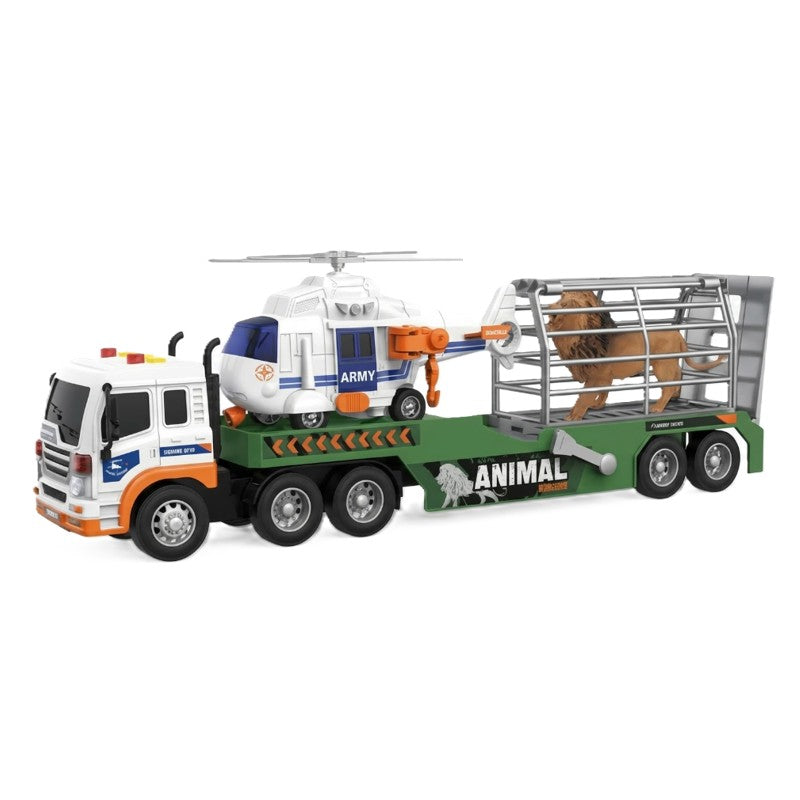 Caminhão Fricção 1:16 Luz e Som com Helicóptero e Leão - Brink Center
