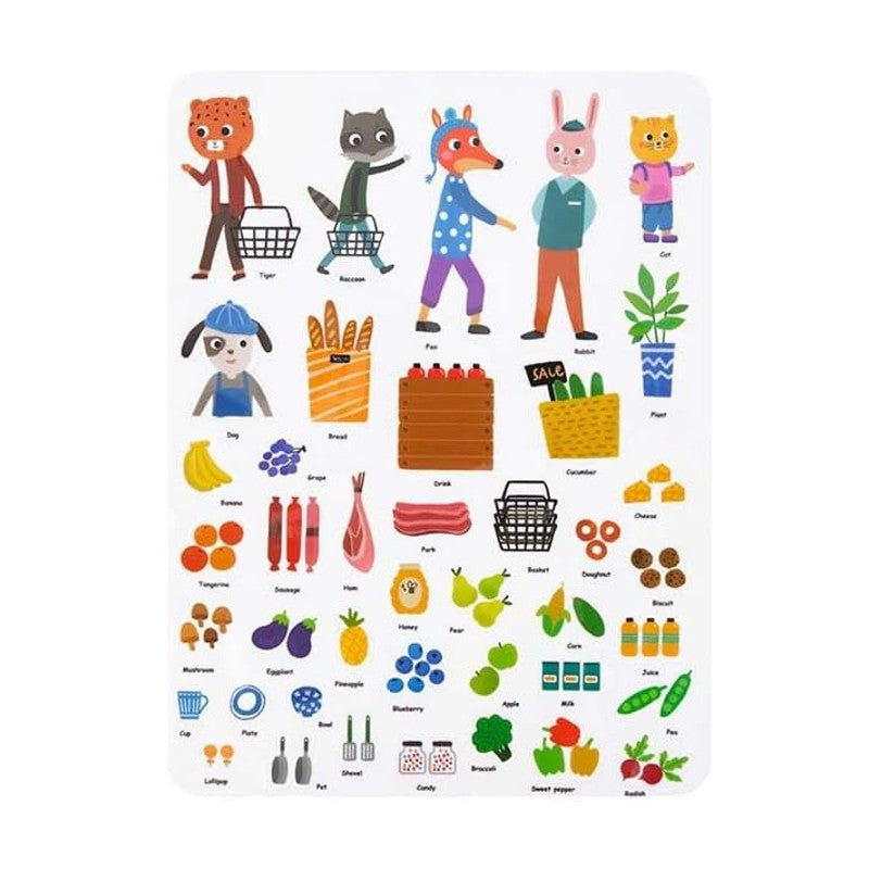 Livro de Adesivos em Silicone Mercado de Animais - Tooky Toy