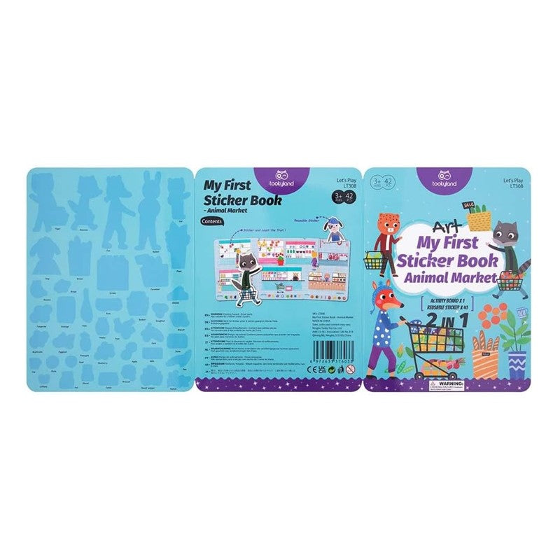 Livro de Adesivos em Silicone Mercado de Animais - Tooky Toy