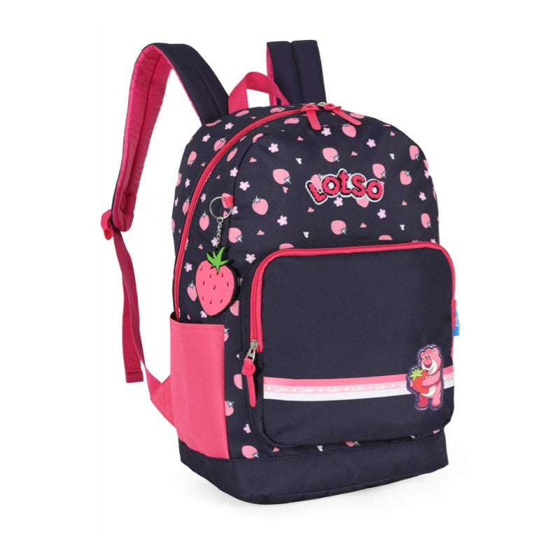 Kit Mochila de Costas G + Estojo Triplo Lotso Disney Luxcel | Toy Story | Azul Marinho Pink | 2 Peças