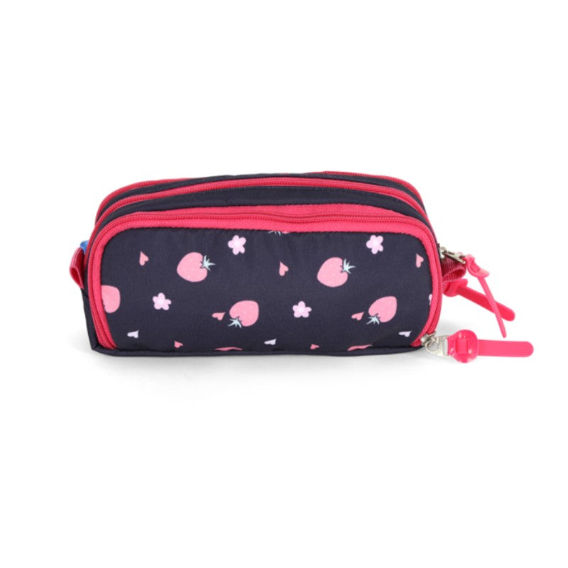 Kit Mochila de Costas G + Estojo Triplo Lotso Disney Luxcel | Toy Story | Azul Marinho Pink | 2 Peças