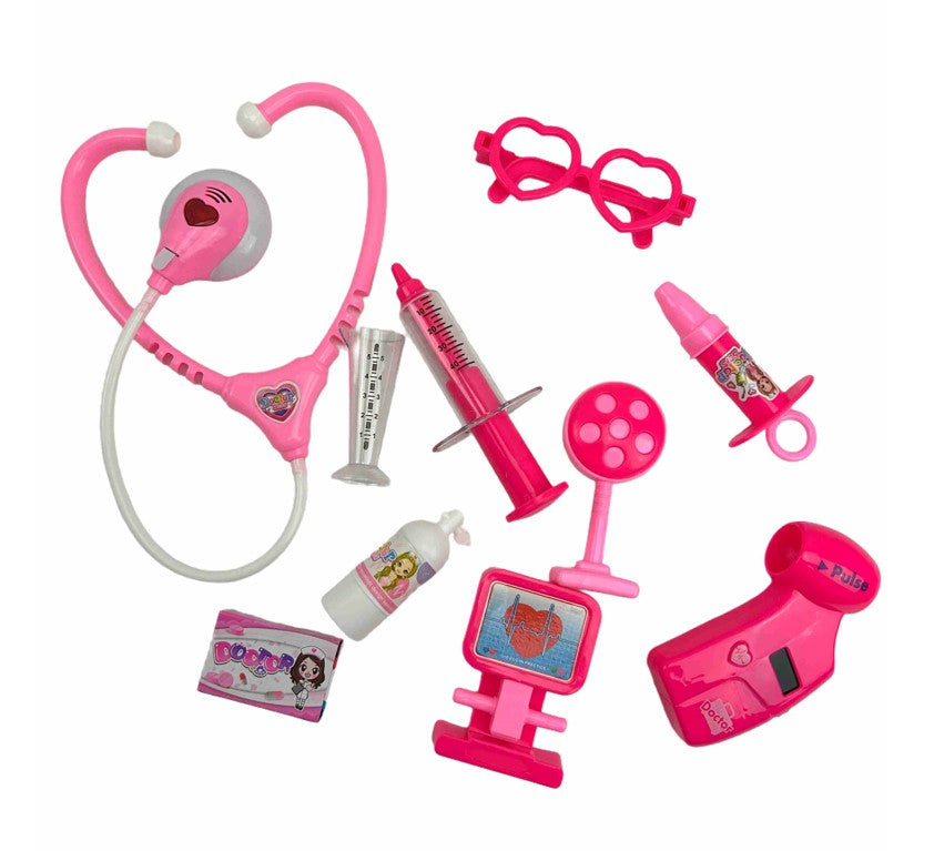 Brinquedo Maleta Médica Infantil Rosa Kit com Luz e Som