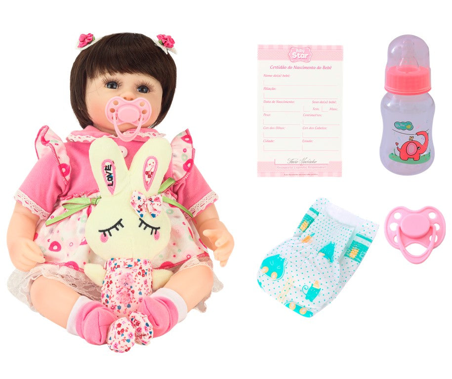 Boneca Bebê Reborn com Mantinha e Acessórios Baby Star