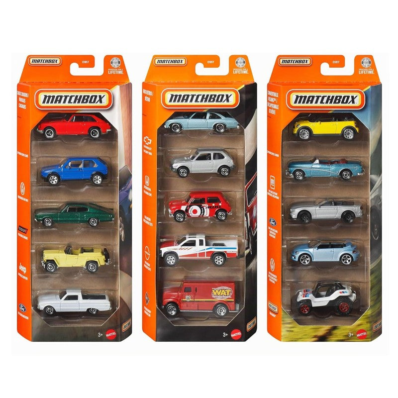 Matchbox Basics Pacote 5 Carros Surpresa - Mattel
