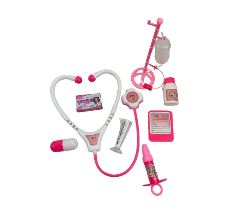 Brinquedo Kit Médico Infantil Pequena Doutora Rosa 10 Peças