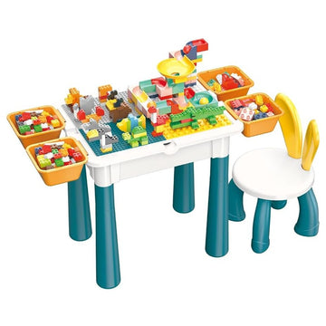Mesinha de Atividades Infantil com Blocos de montar Azul  - Shiny Toys