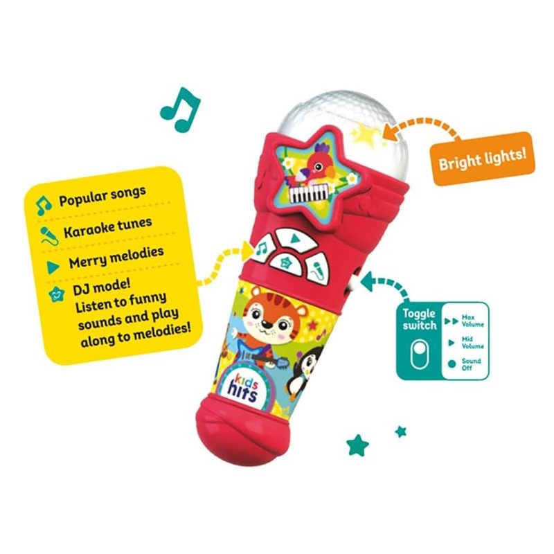 Microfone Musical Vermelho com Luz e Som - Shiny Toys