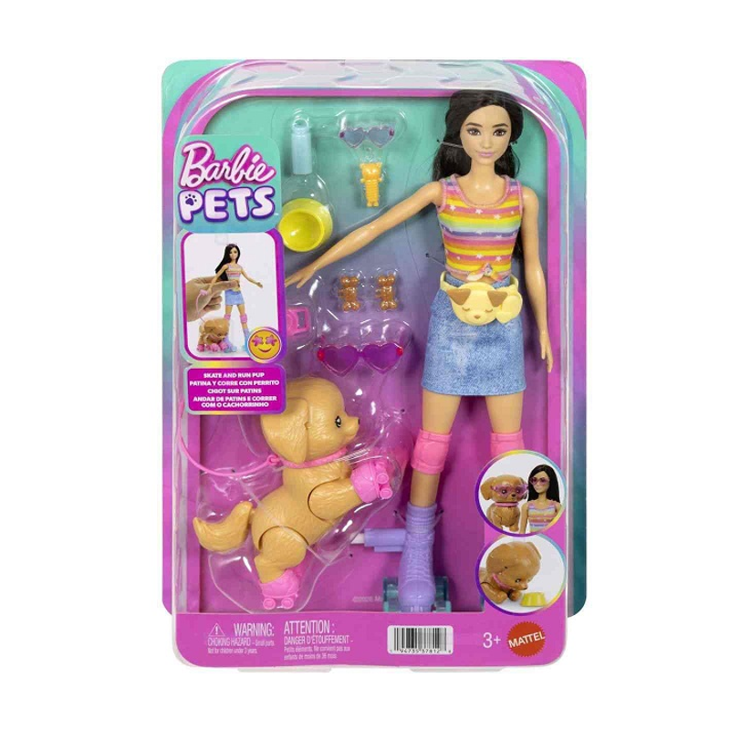 Barbie Patins e Corrida com Cachorrinho - Mattel