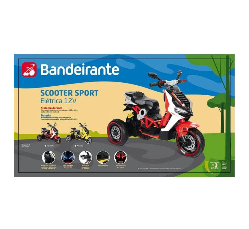 Moto Elétrica Infantil 12v Scooter Sport Vermelha - Bandeirante