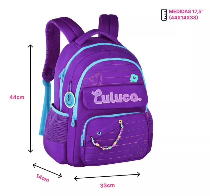Kit Mochila Luluca Escolar Lancheira E Estojo LU24610