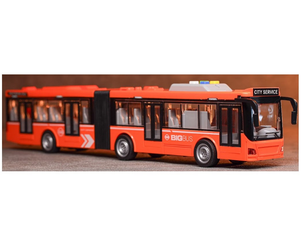 Ônibus Articulado 50cm 1:16 com Som, Luz e Fricção – Modelo Realista
