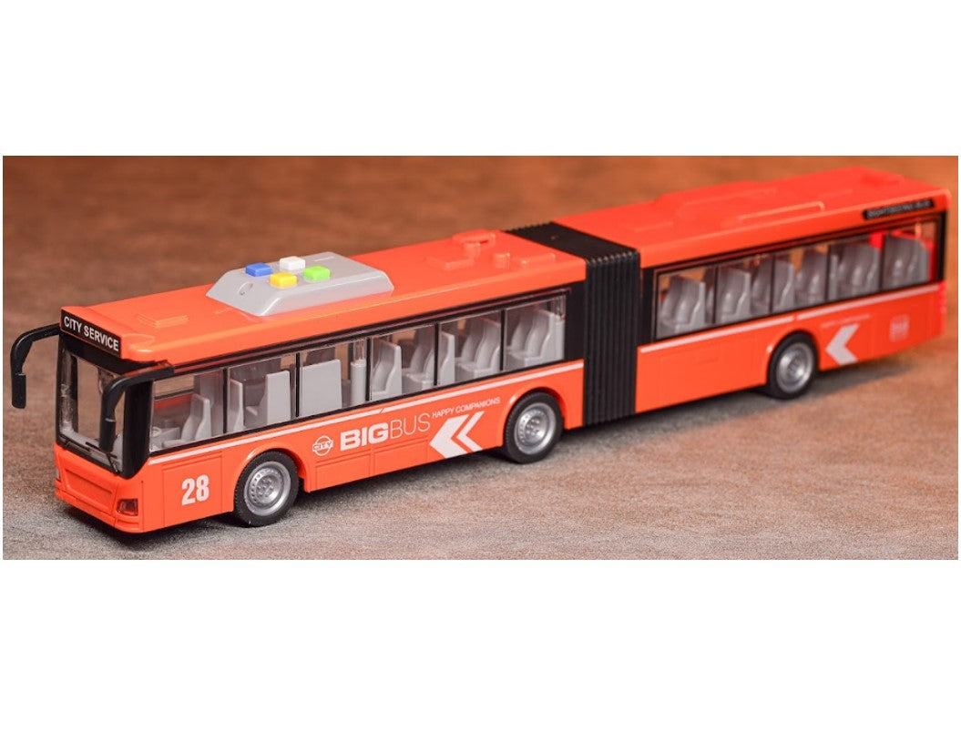 Ônibus Articulado 50cm 1:16 com Som, Luz e Fricção – Modelo Realista