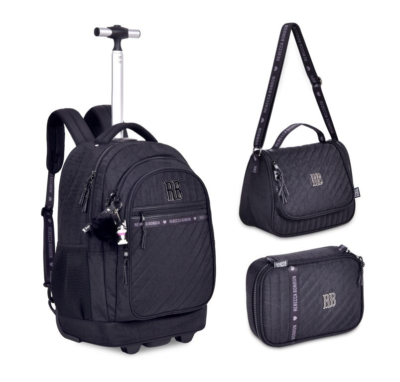 Kit Mochila Carrinho Rebecca Bonbon Lancheira + Estojo RB24519