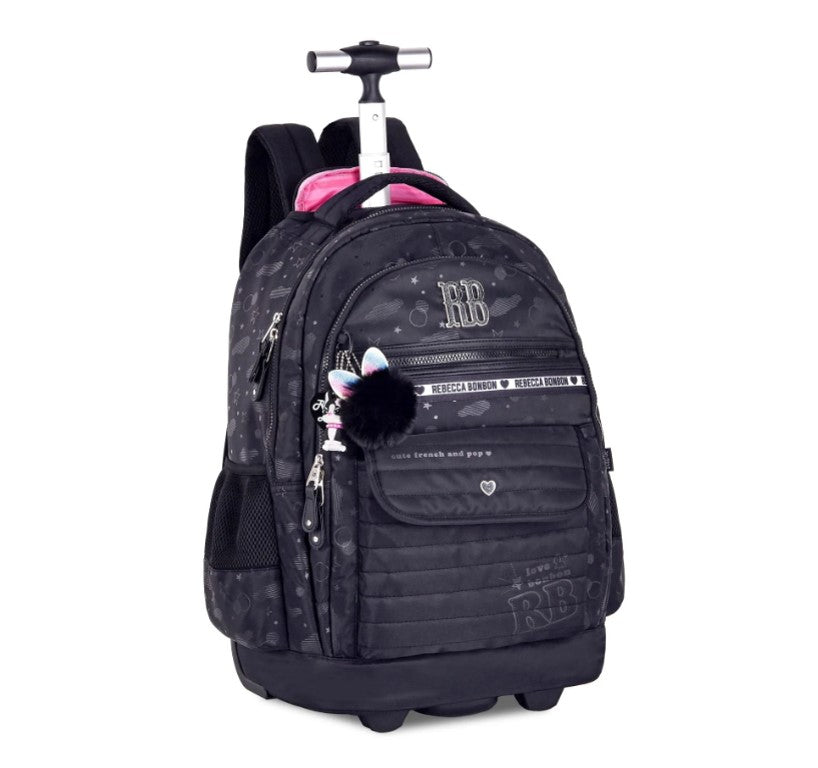 Kit Mochila Rodinhas Rebecca Bonbon Holográfica Lancheira e Estojo