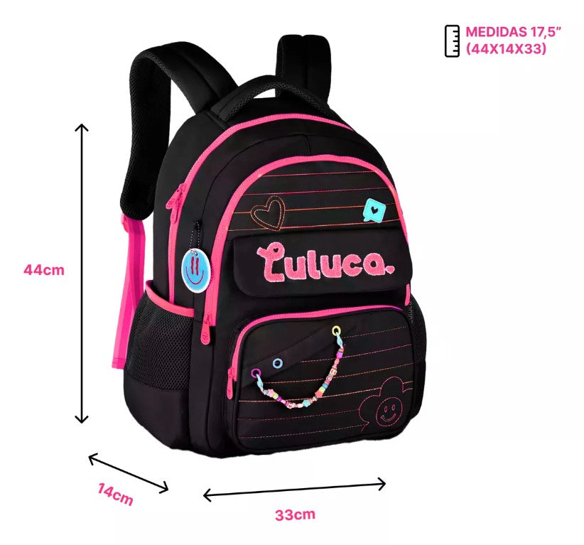 Kit Mochila Luluca Escolar Lancheira E Estojo LU24610