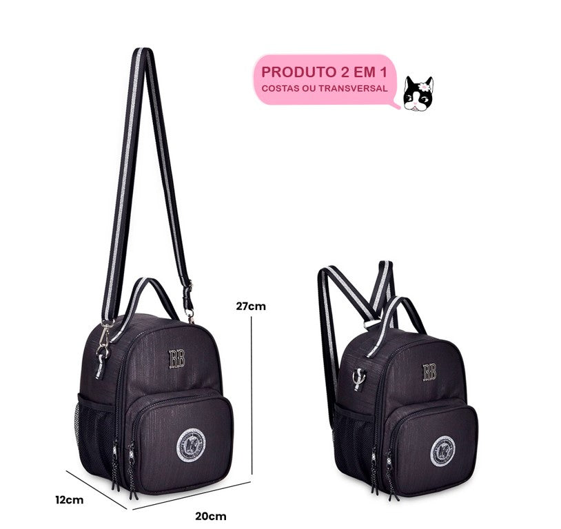 Kit Mochila De Costas Lancheira E Estojo Rebecca Bonbon Preta RB24528