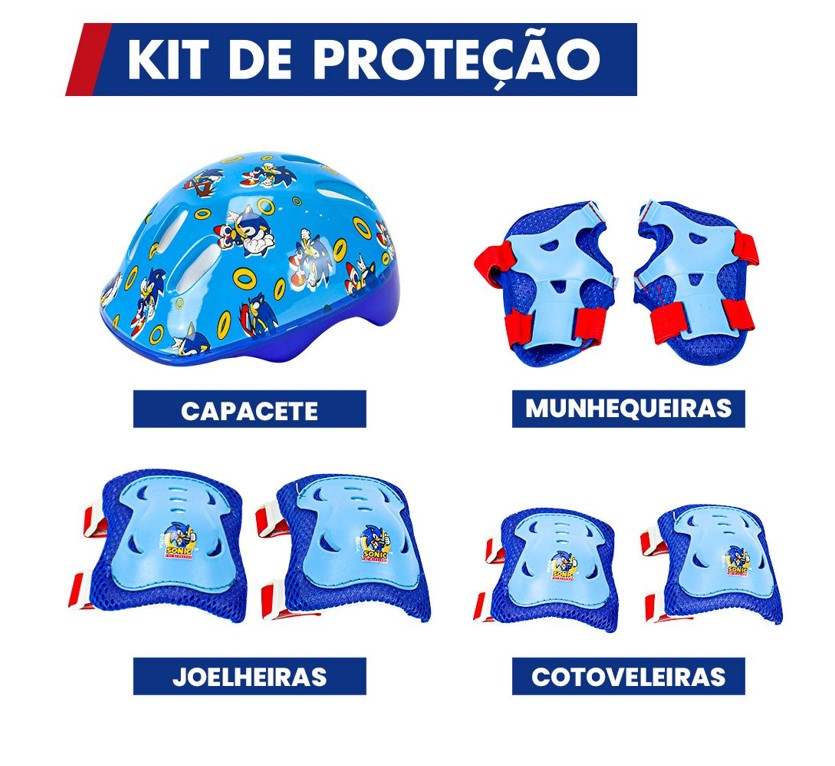 Patins Sonic Inline e Triline com Kit de Proteção 28-31 BBR Toys