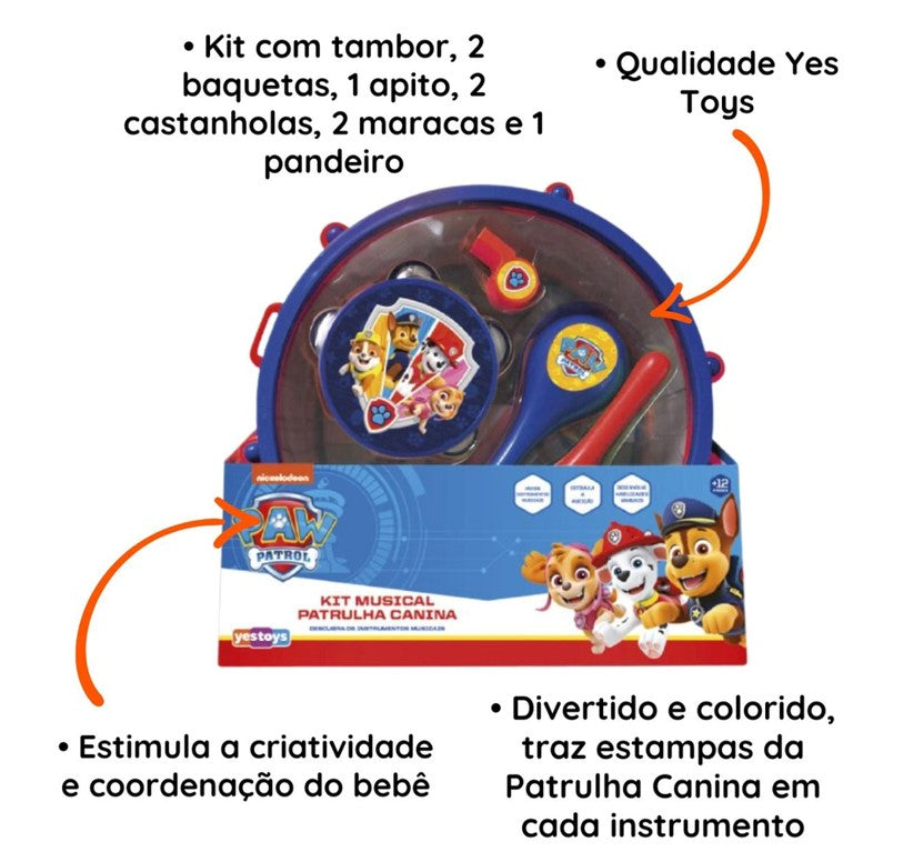 Conjunto Musical Bumbo Patrulha Canina Yes Toys