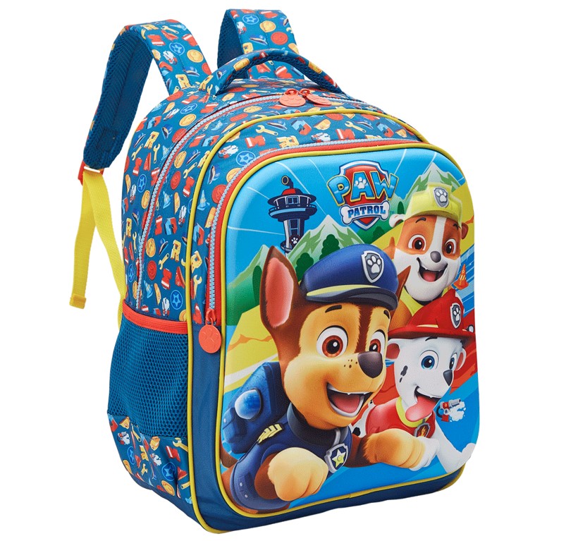 Mochila Escolar Costas 16 Patrulha Canina Paw Patrol Alto Relevo Xeryus