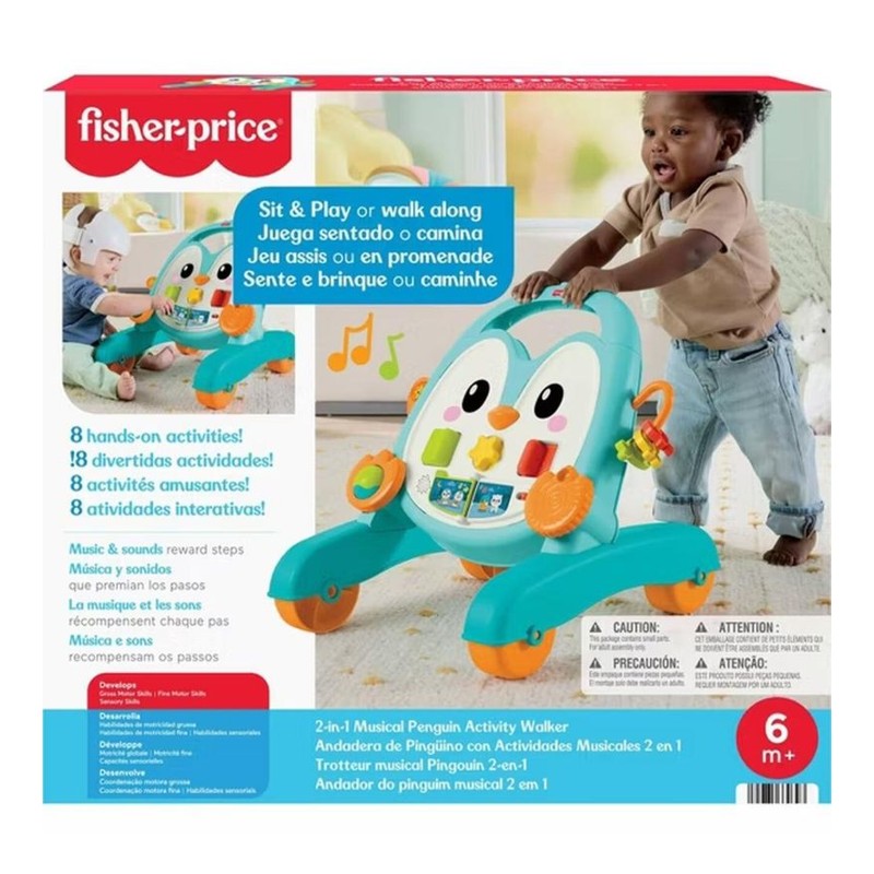 Andador Pinguim Azul Musical 2 em 1 Fisher Price - Mattel