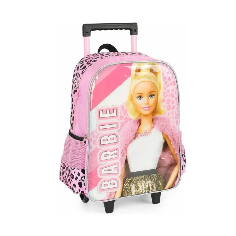 Mochila de Rodinhas Infantil Barbie Oncinha Rosa - Luxcel