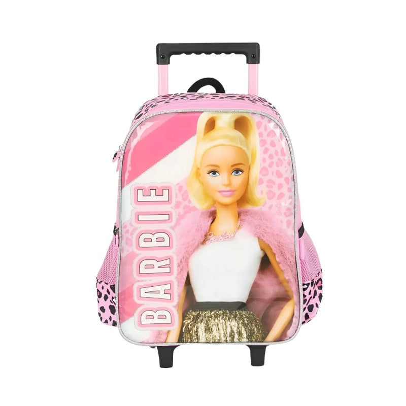 Mochila de Rodinhas Infantil Barbie Oncinha Rosa - Luxcel