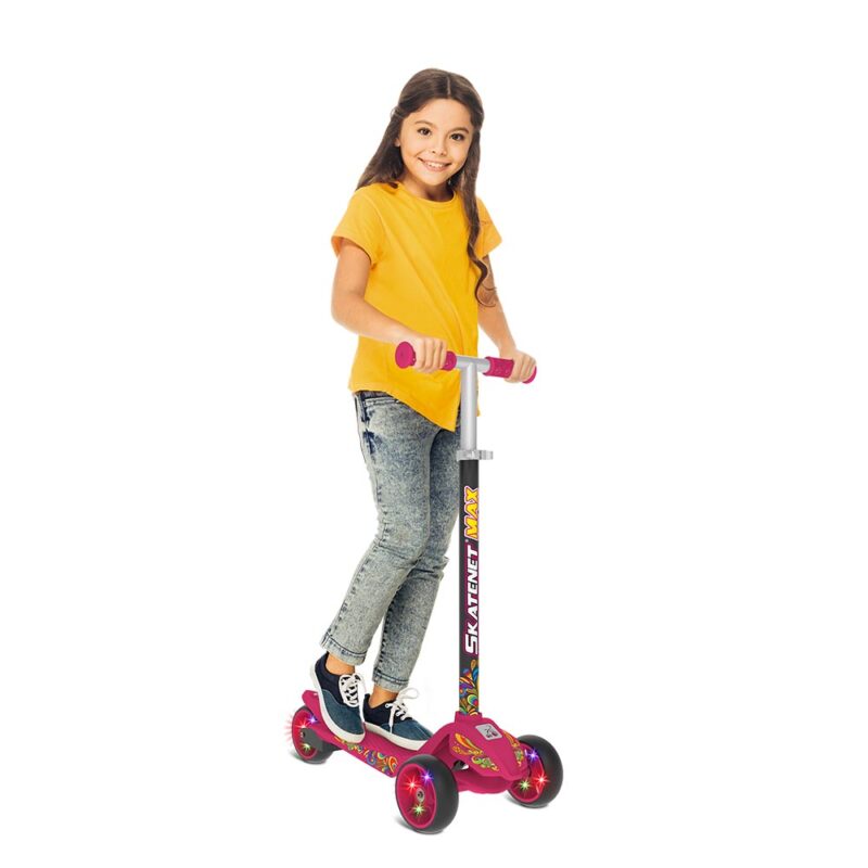 Patinete Infantil Ajustável Max Led Pink Bandeirante