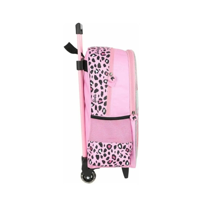 Mochila de Rodinhas Infantil Barbie Oncinha Rosa - Luxcel