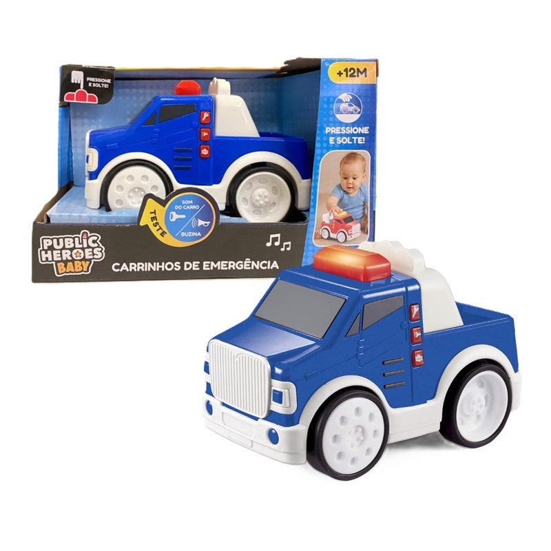 Carrinho de Policia Azul com Luz e Som - Shiny Toys