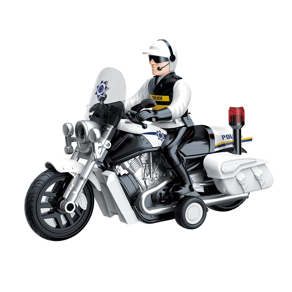 Motocicleta a Fricção com Patrulheiro com Luz e Som - Shiny Toys