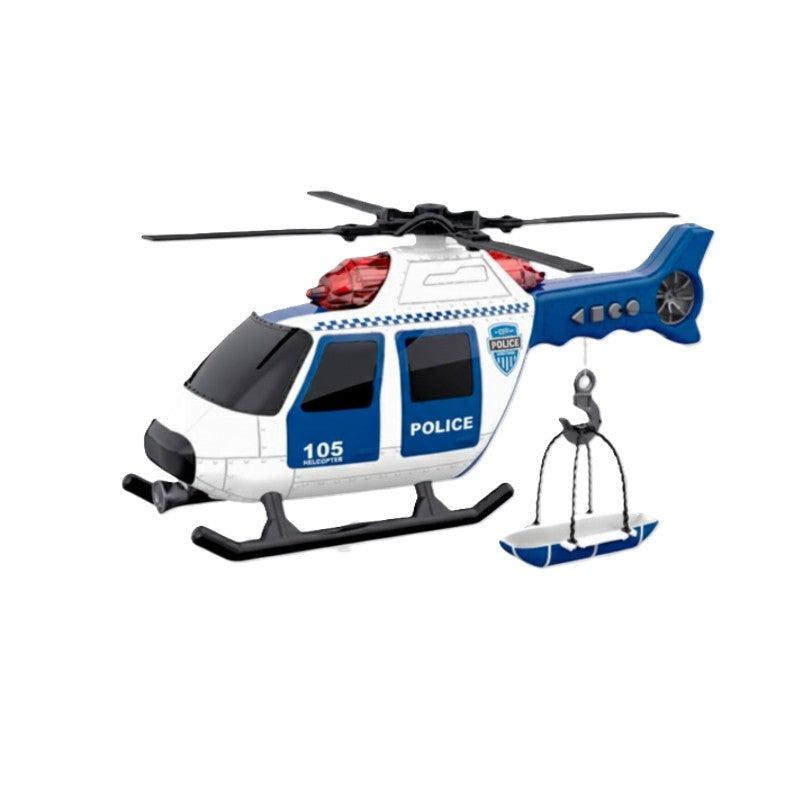Helicóptero Policial Branco 1:10 Guincho de Resgate Luz e Som - Brink Center