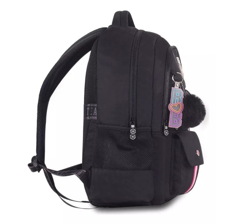 Mochila De Costas Escolar Juvenil Rebecca Bonbon Com Bordado Preto