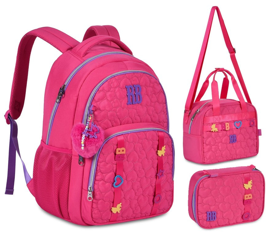 Kit Mochila de Costas Soft Rebecca Bonbon Lancheira e Estojo RB24536