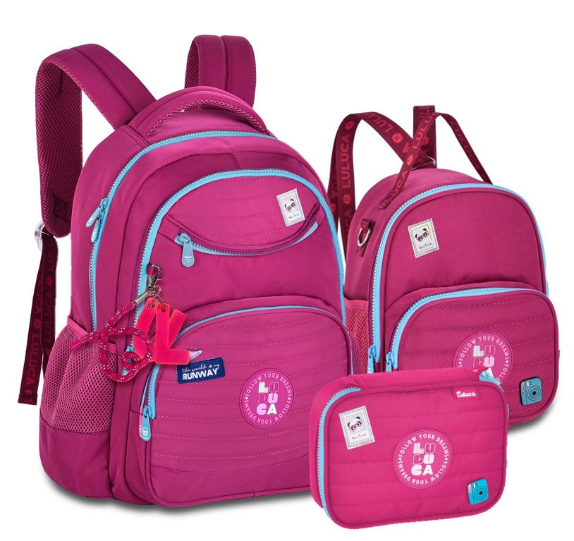 Kit Mochila de Costas Luluca com Lancheira e Estojo LU24635