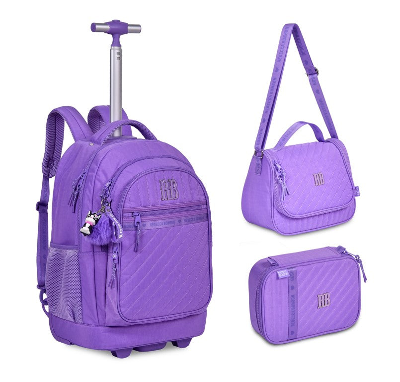 Kit Mochila Carrinho Rebecca Bonbon Lancheira + Estojo RB24519