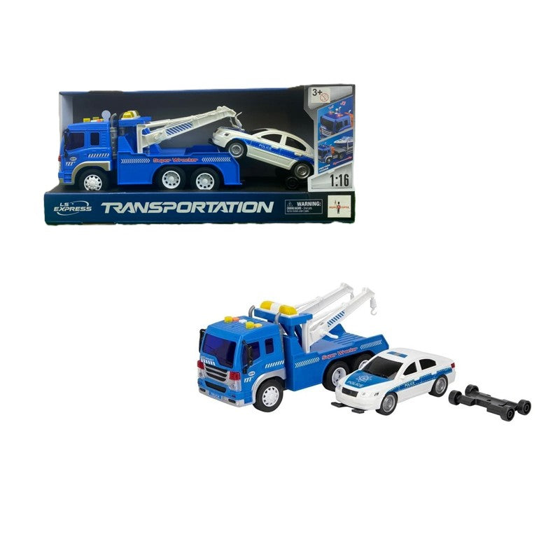 Caminhão Reboque com Carro 1:16 Luz e Som e Fricção - Brink Center