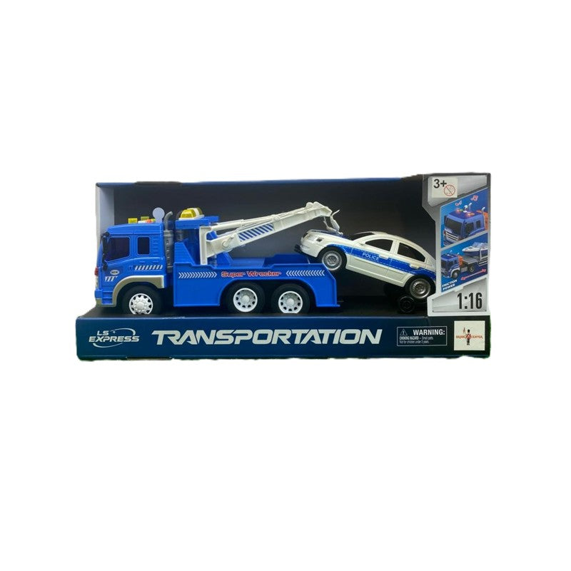 Caminhão Reboque com Carro 1:16 Luz e Som e Fricção - Brink Center