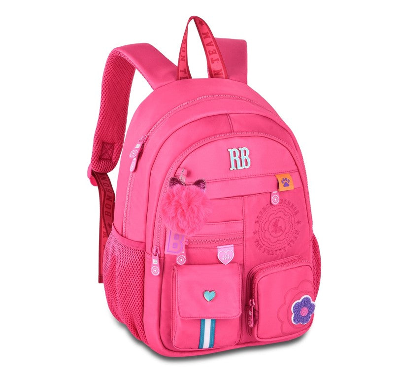 Kit Mochila de Costas Rebecca Bonbon Nylon Bordado + Lancheira e Estojo