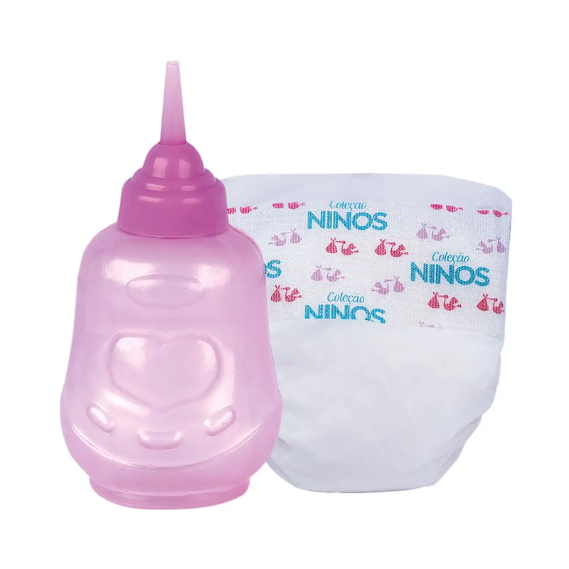 Boneca Love Born Faz Xixi Menina Touca Rosa - Cotiplás