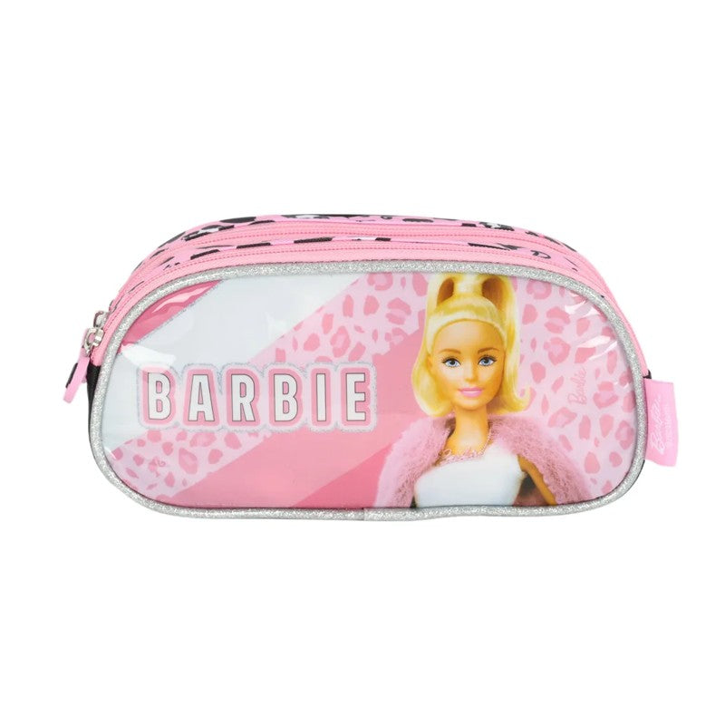 Estojo Escolar Duplo Barbie Rosa - Luxcel