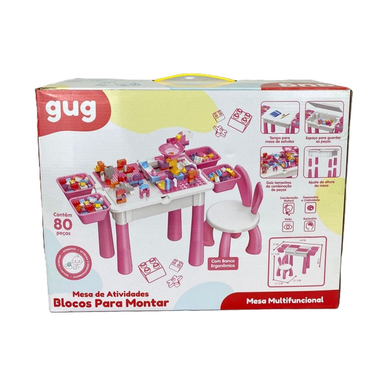 Mesa de Atividades com Blocos de montar Rosa - Shiny Toys