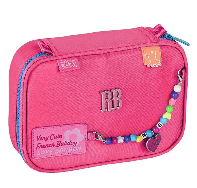 Kit Mochila de Rodinhas Rebecca Bonbon Color Pop Miçangas + Lancheira e Estojo